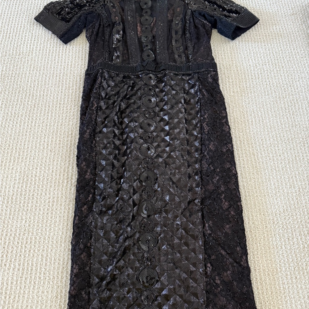 Byron Lars Black Sequin Off-the-Shoulder Sheath Dress